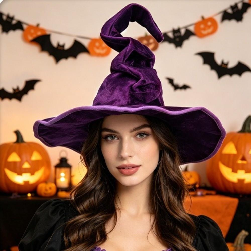 Velký Široký Okraj Čarodějnický Klobouk Gotický Cosplay Čarodějnická Čepice Halloween Kouzelnická Čepice Role Play