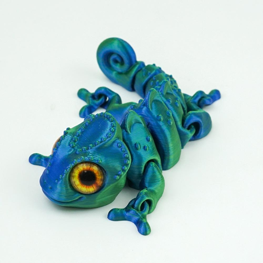 Multi-jointed 3D Printed Chameleon Model PLA Fine-tailed Chameleon Doll  Desktop Decoration