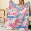 Hemmed Flannel Throw Blanket, Abstract Art Design, Soft Warm Cozy Home Couch Decor for Christmas & Halloween Use