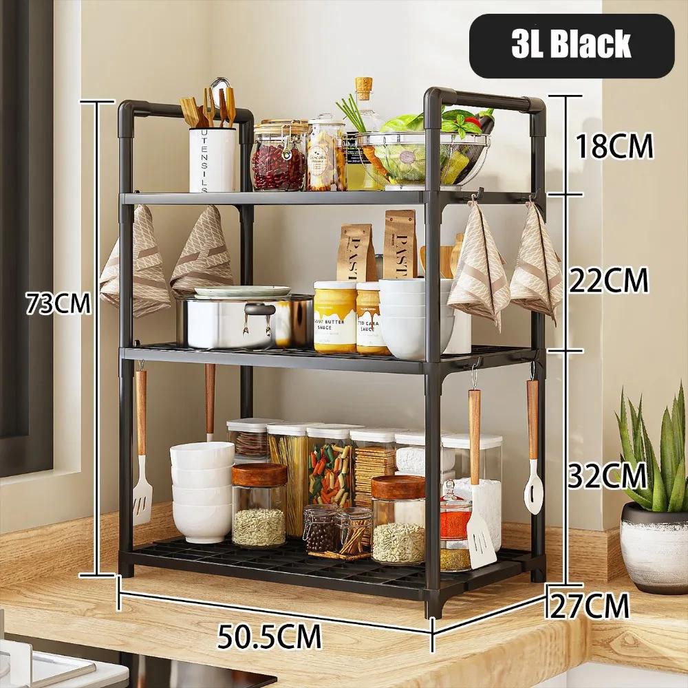 2/3 Layers Kitchen Storage Shelf Save Space High-capacity Multifunctional Seasoning Rack Modern Minimalism Organizer Kitchen