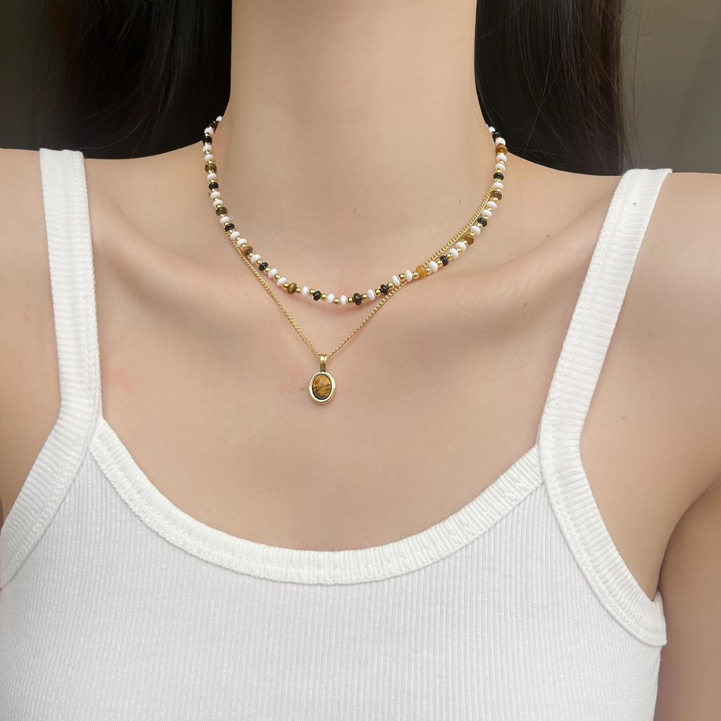 Vintage French Baroque Pearl Pendant Necklace - Minimalist Beaded Clavicle Chain for Women