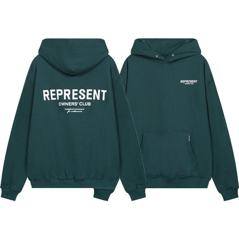 Maglione con cappuccio ampio da uomo e felpa da donna con stampa di lettere slogan classico REPRESENT transfrontaliero europeo e americano moda