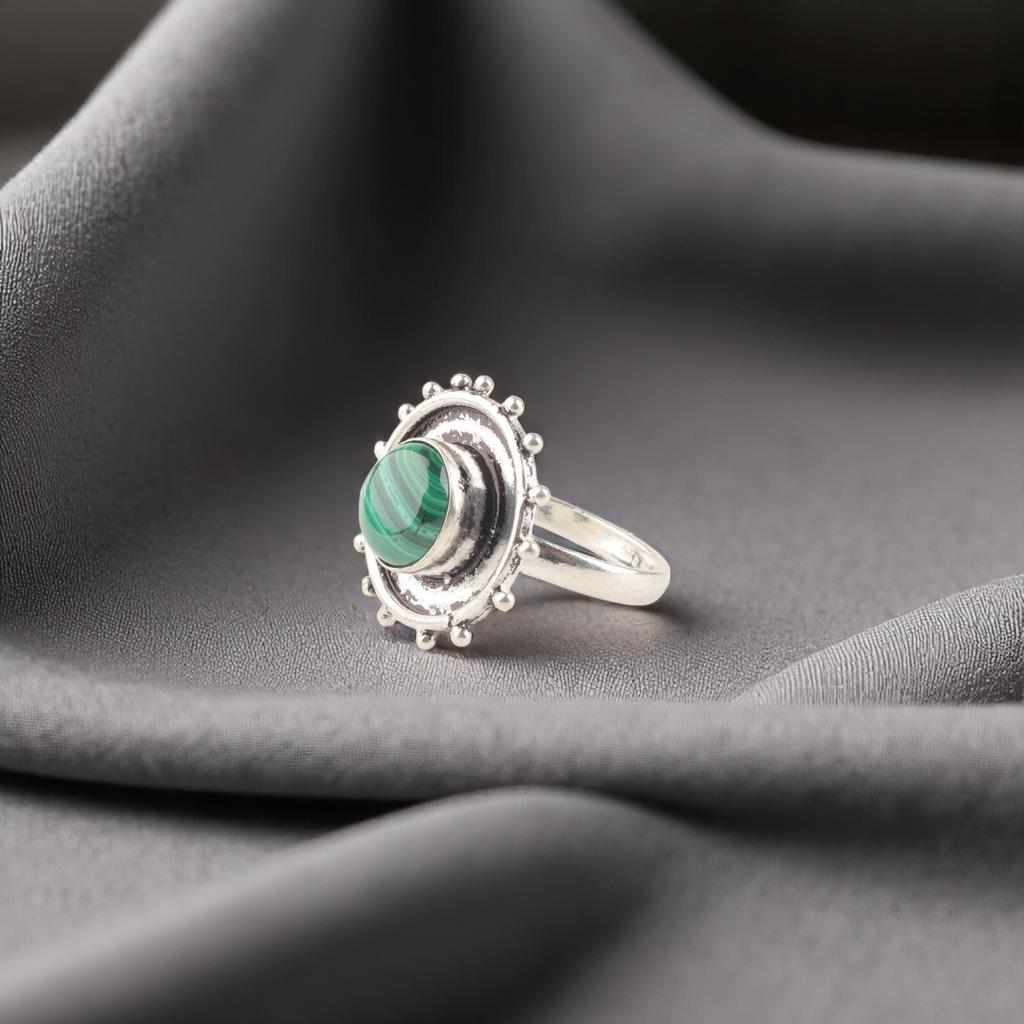 Natural Malachite Gemstone 925 Sterling Silver Jewelry Handmade Ring For Women RR-49-30