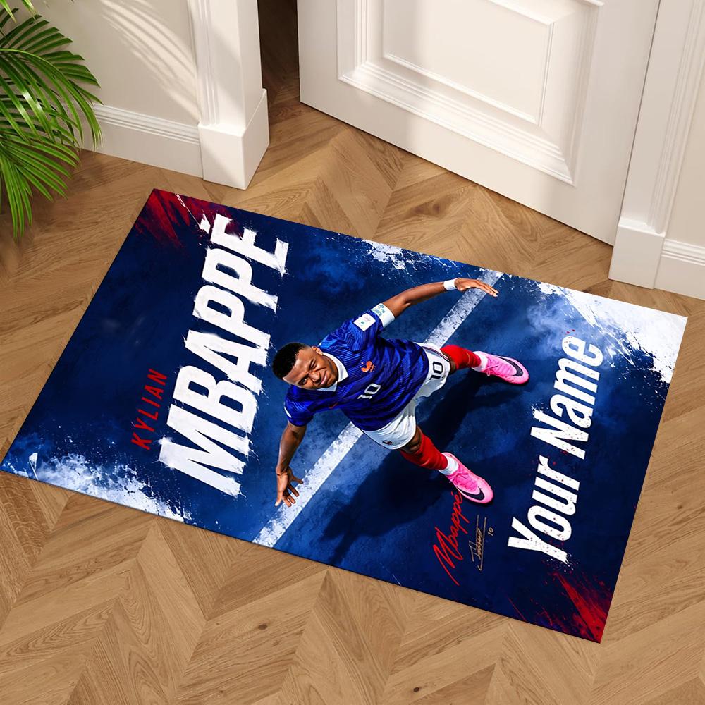 Mbappé Personalized Name Carpet Design for Game Room Balcony Playrooms Decorate Room Antislip Carpet Office Home Decor Wedding Party Gift