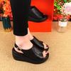 Fashion Sandals for women in summer 2025 new thick soled sponge cake fish mouth women's shoes height increasing heels