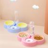 Pet Cat Bowl Feeder Fashion 3-in-1 Dog Cat Food Bowl With Water Fountain Double Bowl Drinking Raised Stand Dish Bowls For Cats