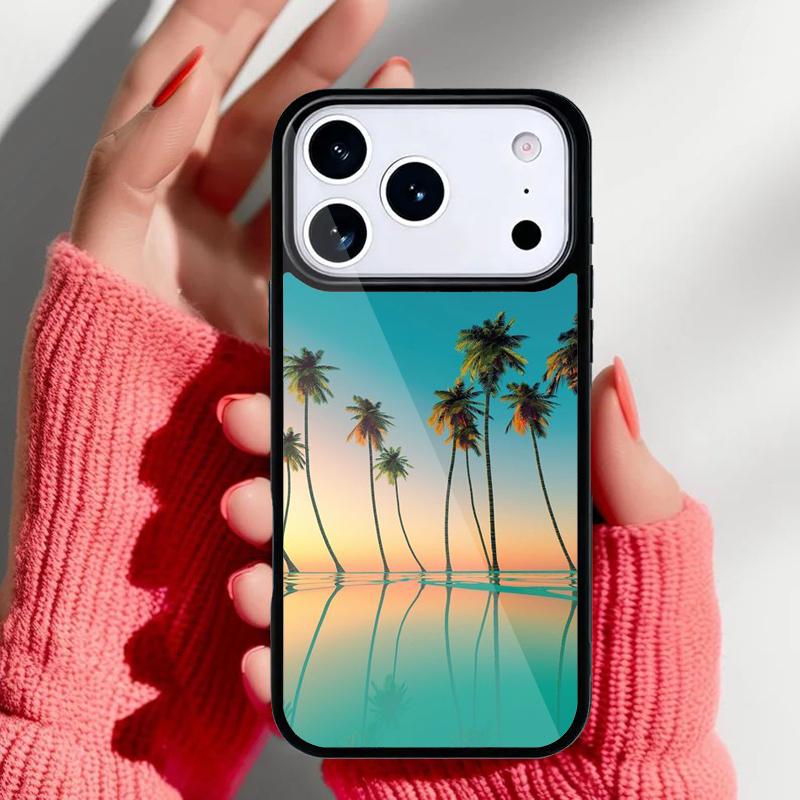 Summer Beach Sunset Palm Tree Phone Case for iPhone 17 Air 16e 15 14 13 Pro Max Back Cover for 12 11 Pro Coque