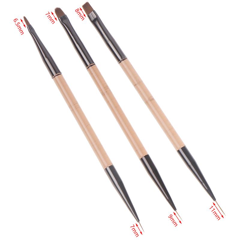 3Pcs Double Ended 7/9/11Mm Liner Painting Brush Nail Art Flat Round Drawing Flowers Diy Petal Pen Tools