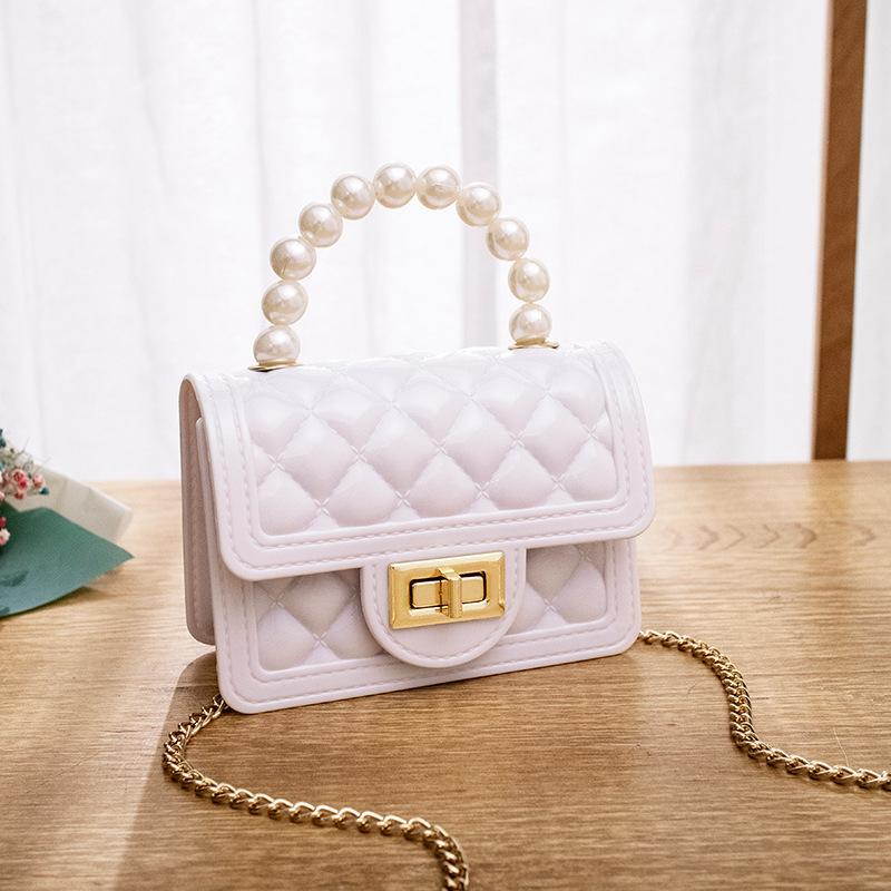 Violet Chicly Pearl Portable Chain Sweet Simple Female Wallets New Fashion One Shoulder Diagonal Straddle Bag Wallets for Women