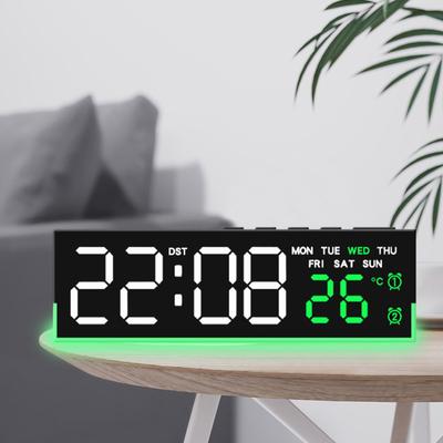 Digital Clock with Atmosphere Lights Modern Electronic Clock USB Charging Port Large Display for Bedroom Home Living Room Office
