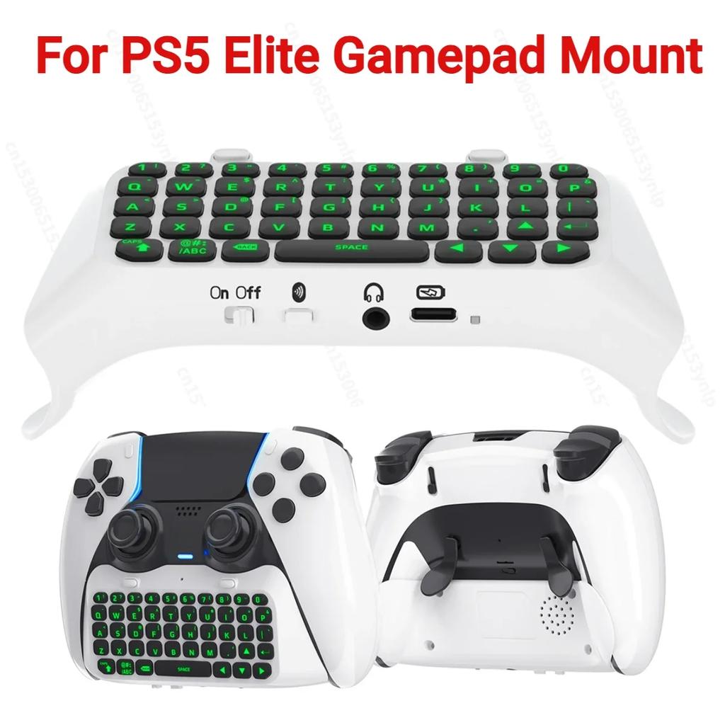 Mini Keypad Chatpad Bluetooth-Compatible Wireless Keyboard Green Backlight Built-in Speaker for PS5 Elite Handle