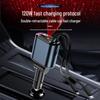 Dual USB Car Charger with Digital Display and Retractable Cable