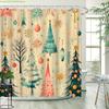 1pc Vintage Christmas Shower Curtain with 12 Hooks - Large 70. 8x70. 8 Inch Holiday Bathroom Decor, Colorful Ornament & Tree D