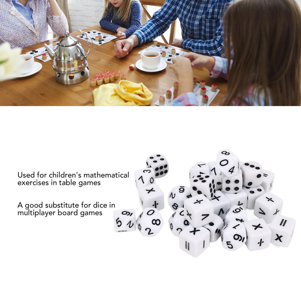 30Pcs Dice Set Black Letter Plastic Easy Read Teaching Dice Set for Game Math Learn