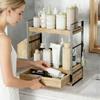 Stylish Wood Countertop Shelf With Open Storage Design For Makeup And Skincare Products