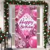 Black Gold Happy Birthday Door Banner Pink Blue Purple Shining Balloons Kid Adult Party Decoration Backdrop Photo Shoot Supplies