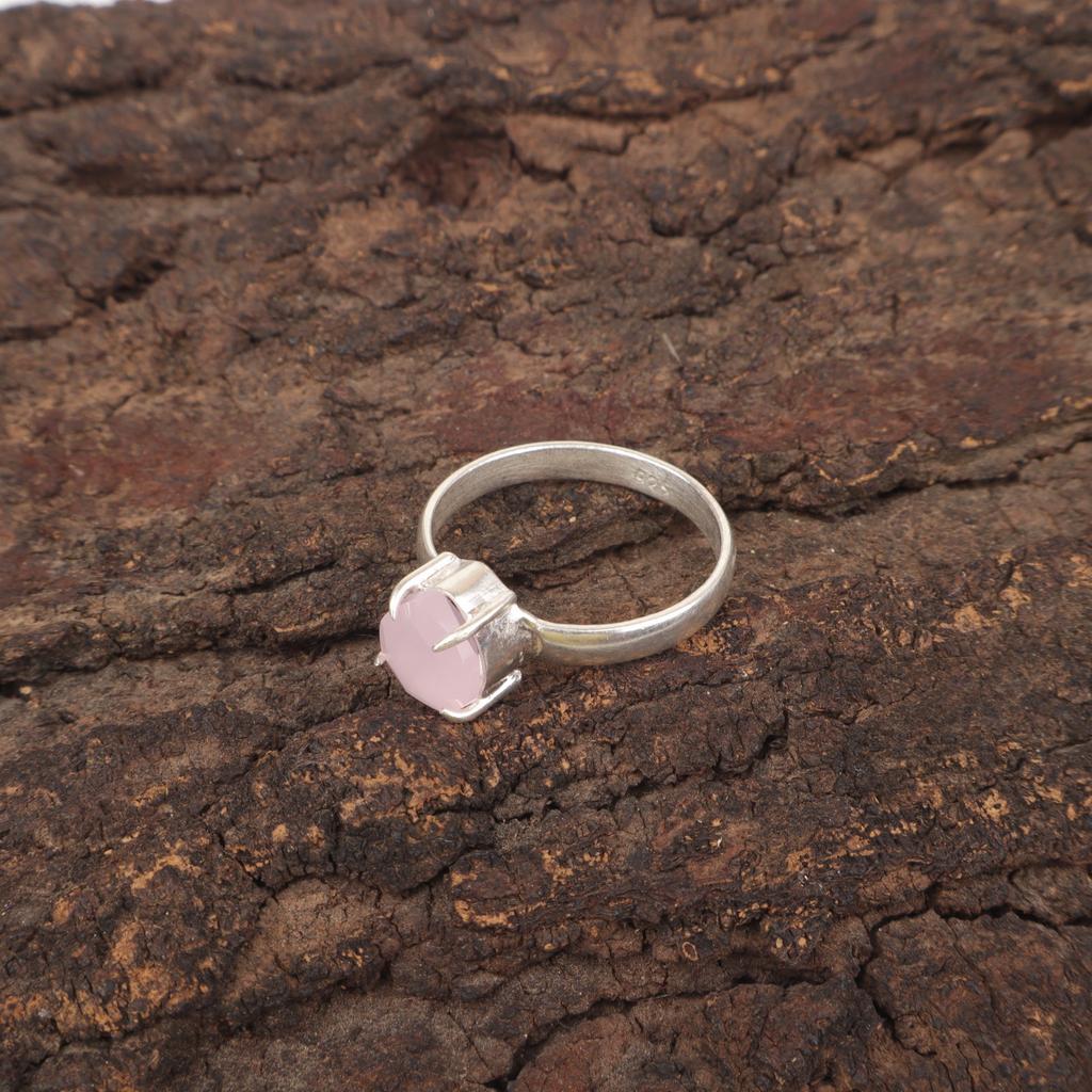 Heart Rose Chalcedony Stone 925 Silver Statement Sisters Day Ethnic Ring Jewelry RR-43-8