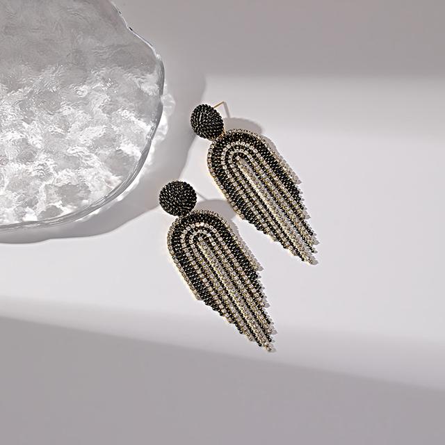 

Новое поступление женские серьги-подвески с бриллиантами, серьги из сплава без никеля и циркония, модные аксессуары с кисточками 7.6*2.5CM