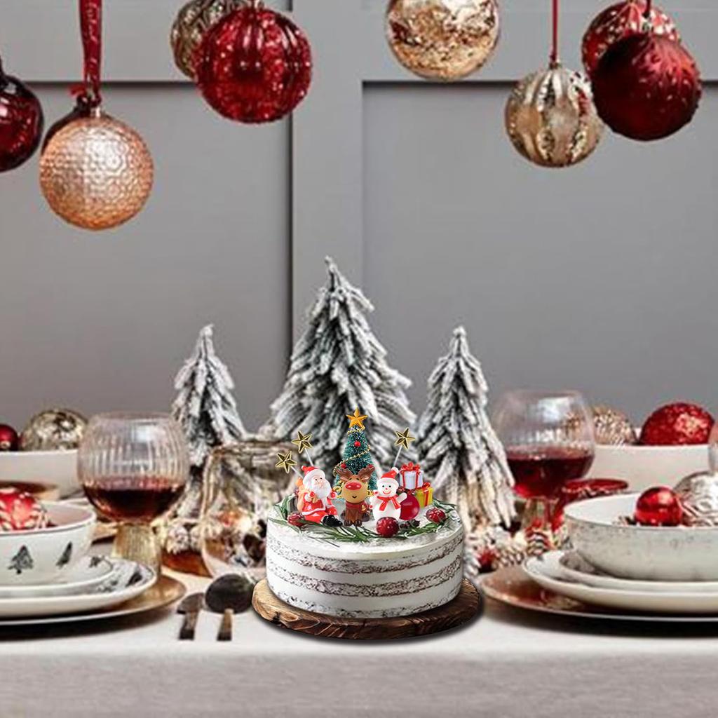 Christmas Cupcake Toppers Cake Decoration with Snowman Christmas Tree and Gifts for Xmas Theme Birthday Happy New Year Party