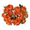 18Heads Mini Poeny Artificial Flower Multicolor Green Leaves Decorative Flower Scene Landscaping Photo Props