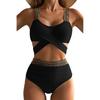 Women’s Front Cross Bikini Swimsuit, Sexy Tight-Fit Two-Piece Swimwear, Backless Tankini Bathing Suit