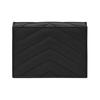 Saint Laurent Ysl Cassandre Double Fold Gold Logo Textured Quilted Leather Card Holder Wallet Women Wallet Black 530841-BOWA1-1000