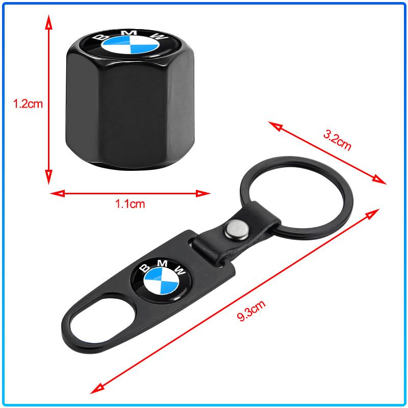 Fashion Car Tire Valve Caps with Car Badge Keyring Keychain Set For BMW M Performance 1 3 5 7 Series M3 M4 M5 M6 X1 X3 X5 X6 X7 E30 E34 E36 E39 E4