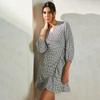 Virgio Women Knee Length Blouson Sleeve Regular Fit V-Neck Dress