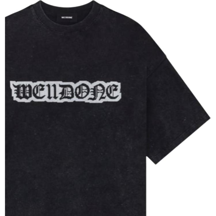 WE11DONE T-Shirts Unisex Black Crew Neck Moderate WD-TT1-24-798-U-BK
