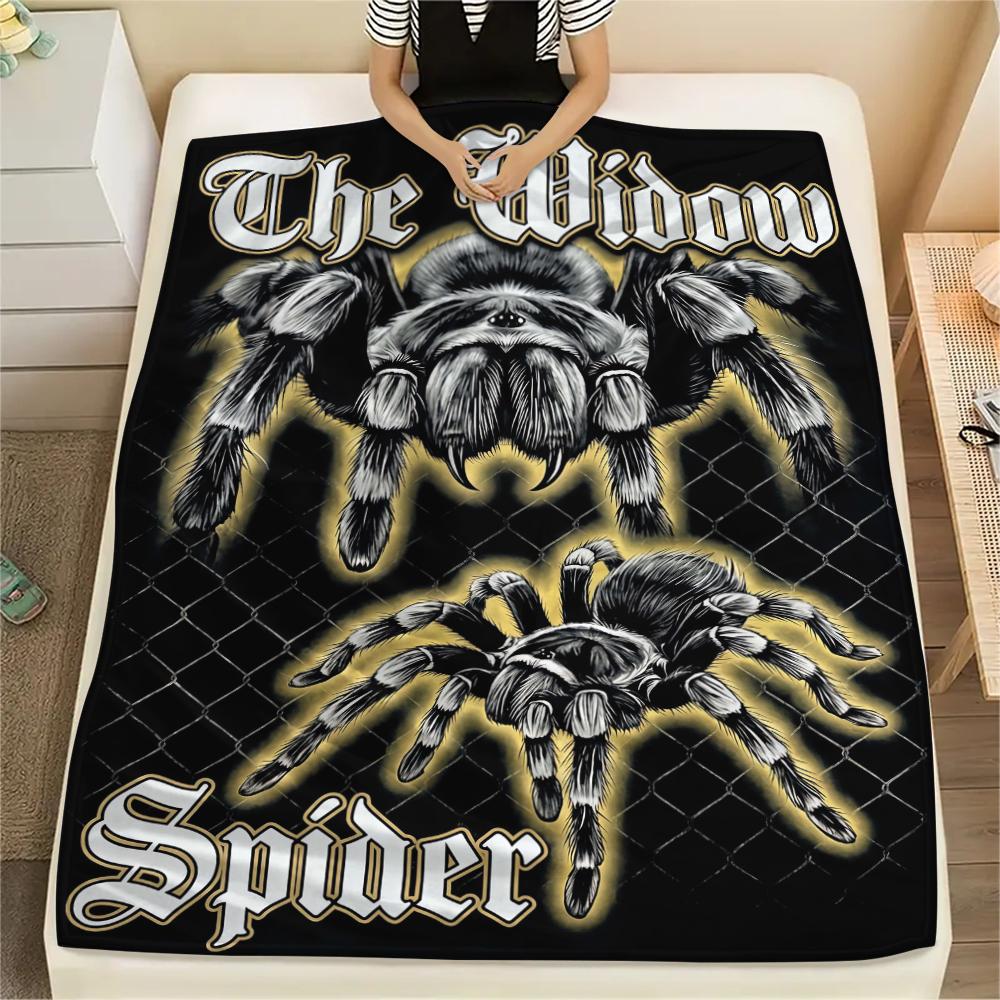 Split Mirror Lion Spider Print Flannel Blanket,High Quality Comfortable for All Seasons,Home Decor,Warmth and Comfort,Perfect for Christmas Gifts