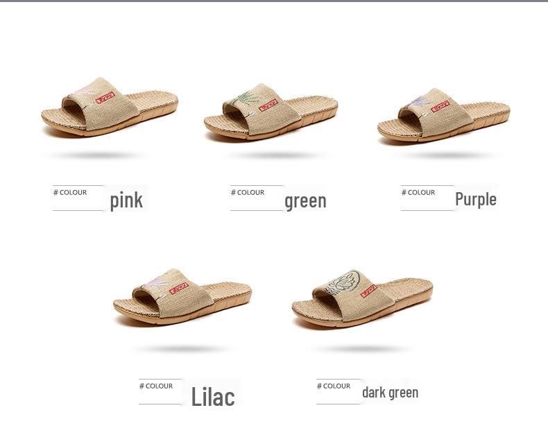 Summer Linen Embroidered Non-Slip Slippers for Men & Women