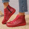 Fashion 2025 Women's Shoes Toe Side Zipper Shoe Lace Casual Low Heel Shoes Ankle Boots High Quality Luxury Designer Zapatos De Mujer