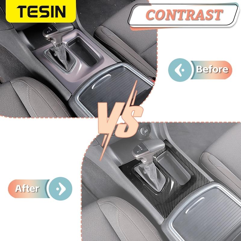 Car Carbon Fiber Grain Central Control Steering Wheel Gear Shift Decoration Cover for Dodge Charger 2015 Up Interior Accessories