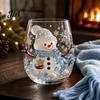 Unique Holiday Gift for Friends Christmas 3D Glass Tumbler, Santa Snowman Tree Sculpted Cup, Drinking Glasses Decorative Drinkware, Festive
