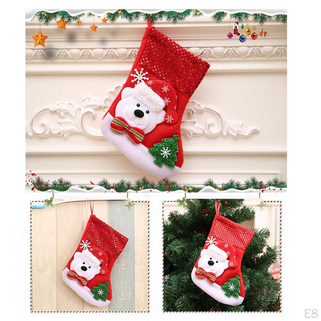 Embroidered Sequin Christmas Stocking Decorative Pendant Ornament