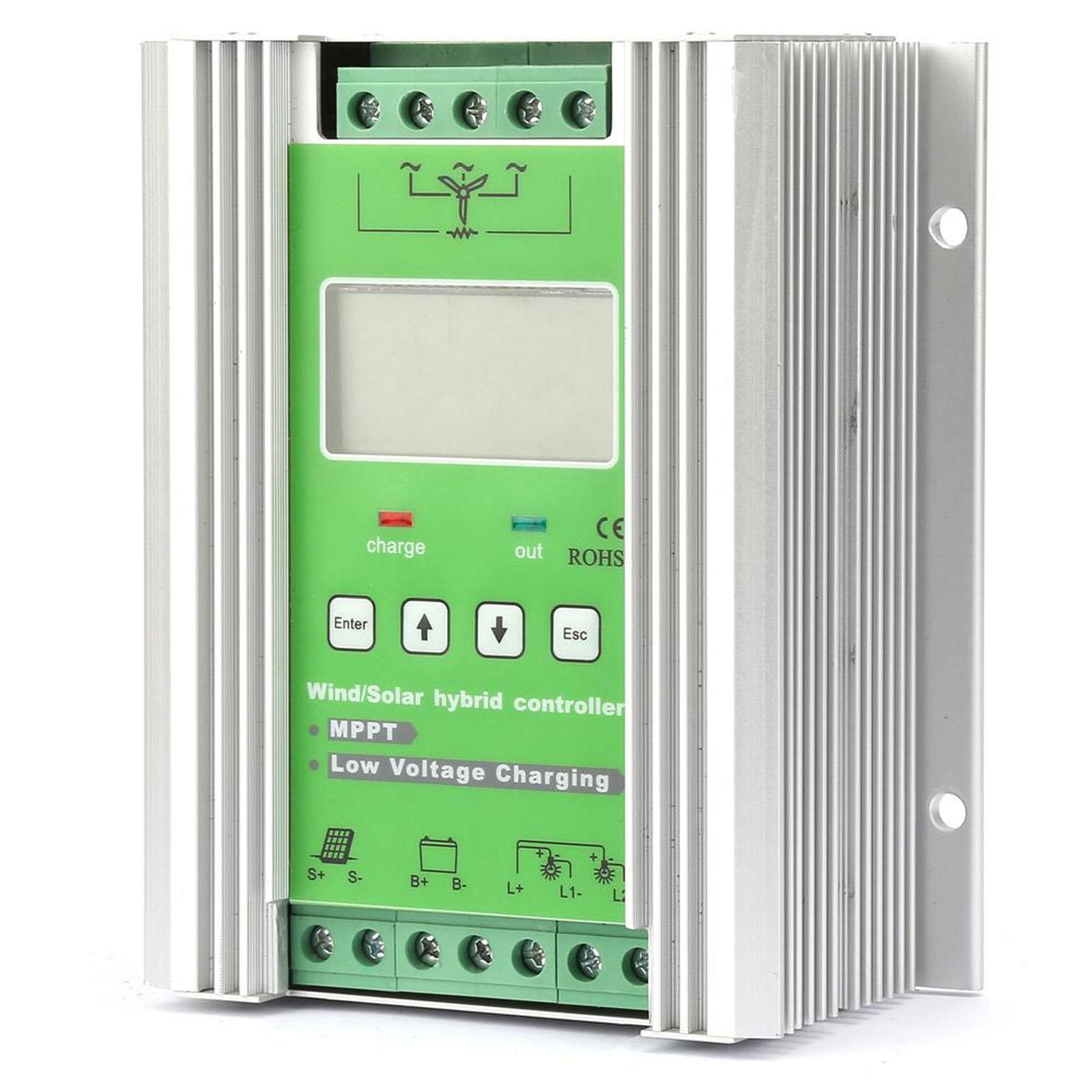 ЖК Контроллер заряда гибридный ветро-солнечный MPPT Повышающий 12 24В Авто (600 Вт Ветер 300 Вт Солнце)