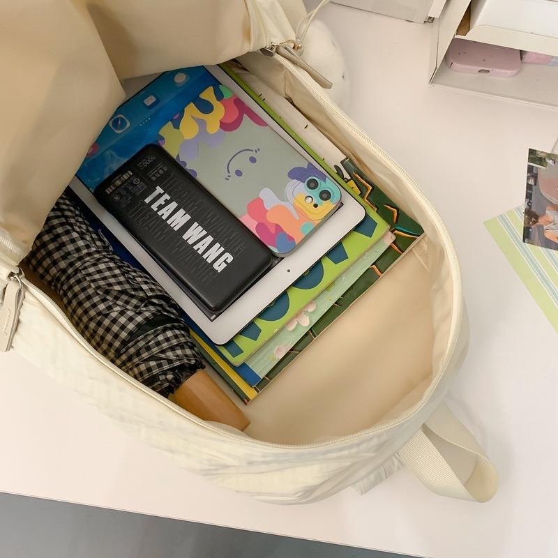 Junior High School Girls Schoolbag Girls Solid Color Versatile Large Capacity Backpack Small Fresh Travel Lightweight Backpack