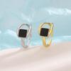 Vergoldeter Geometrischer Schwarzer Quadratischer Ring - Koreanischer Stil mit Tropfglasur