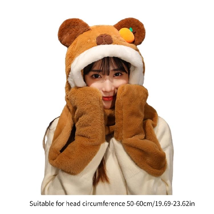 Oversized Scarf Hat for Girls Halloween Cute Ears Capybara Hat Birthday Gifts