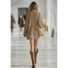 Autumn and winter popular new women's loose letter jacquard sweater zipper lapel mini knitted women's dress