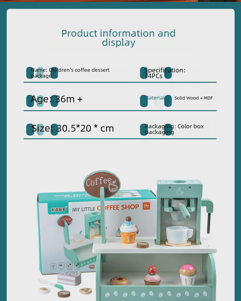 Children's Wooden Tea Party Set with Cutting Toys