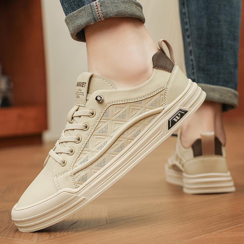 

European Station 2025 Leather Breathable Fashion Men s Shoes Hollow Trend Little White Shoes Versatile British Casual Board Shoes Men 44