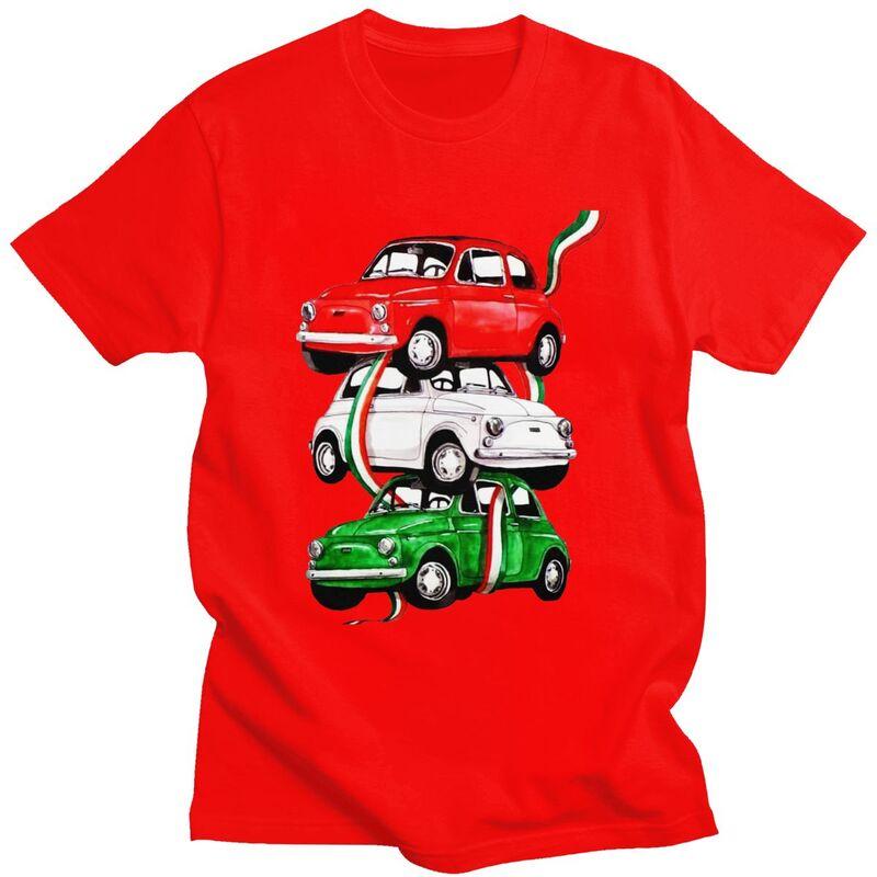 Custom Male Vintage Italy Flag Car T Shirt ShortSleeve Cotton Tshirts Tshirt Casual Italian Pride Tees Loose Fit Clothing