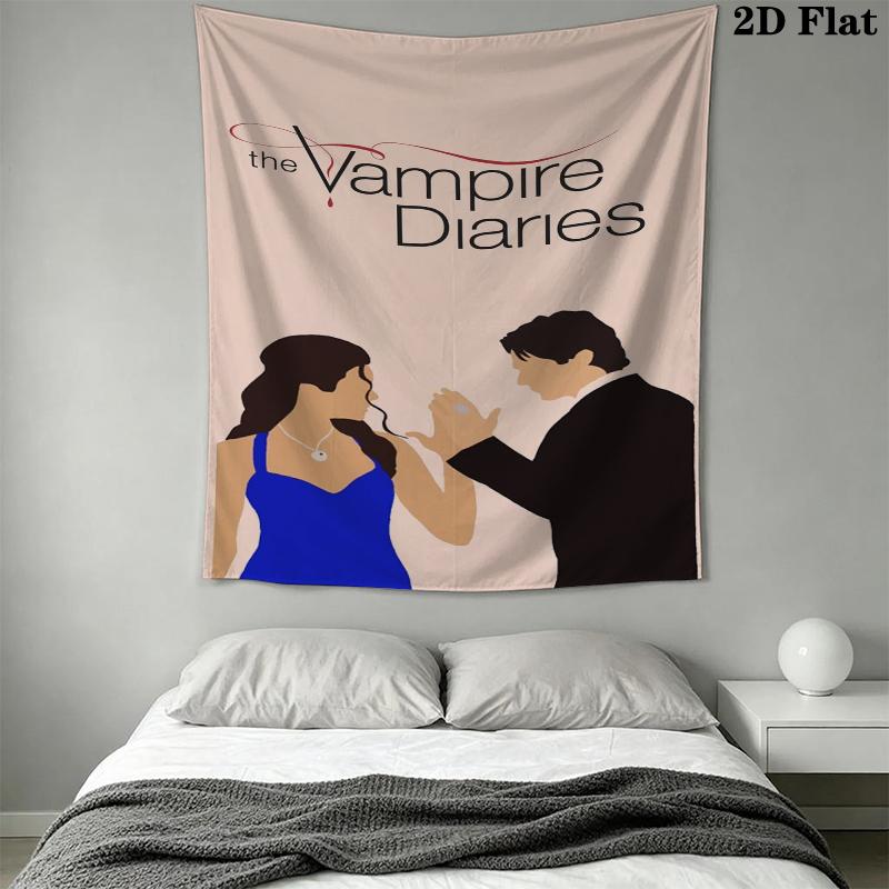 The Vampire Diaries Wall Tapestry Aesthetic Wall Hanging Printed Fabric Blanket Decorative Tapestries for Bedroom Living Room Home Decor