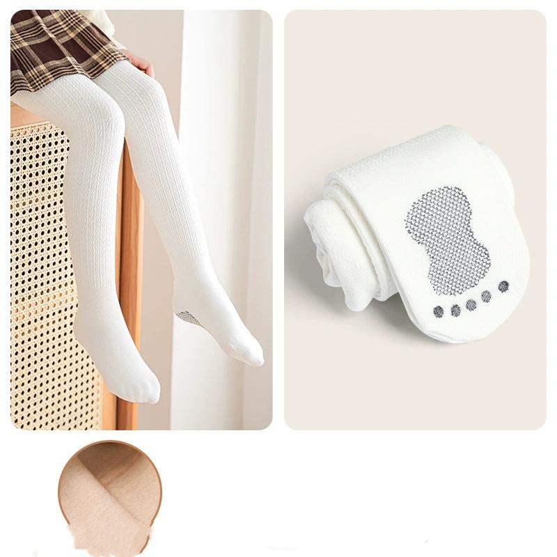 

Детские вельветовые леггинсы в рубчик с нескользящей подошвой для весны и осени M белый