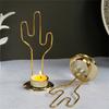 European Cactus Shape Metal Candle Holder Iron Tealights Candle Stand Round Candlesticks Vintage Desktops Decorations