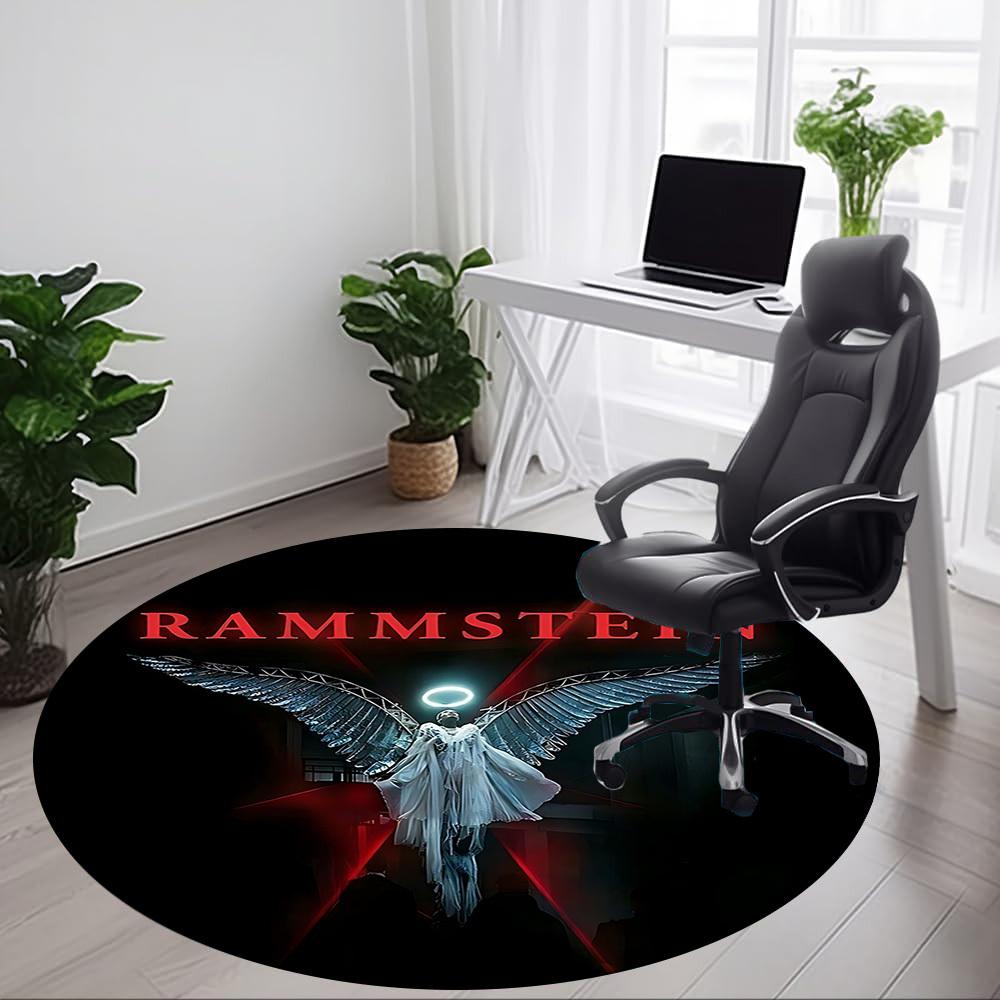 1PC Rammstein Angel Wings Office Round Rug, Non-slip, Soft and Durable Office Rug for Interior Decoration, Perfect for Office,yy250915006