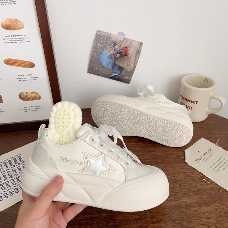 Fat Fufu Platform Star Board Shoes Female Autumn Students Retro Heightening Casual White Shoes