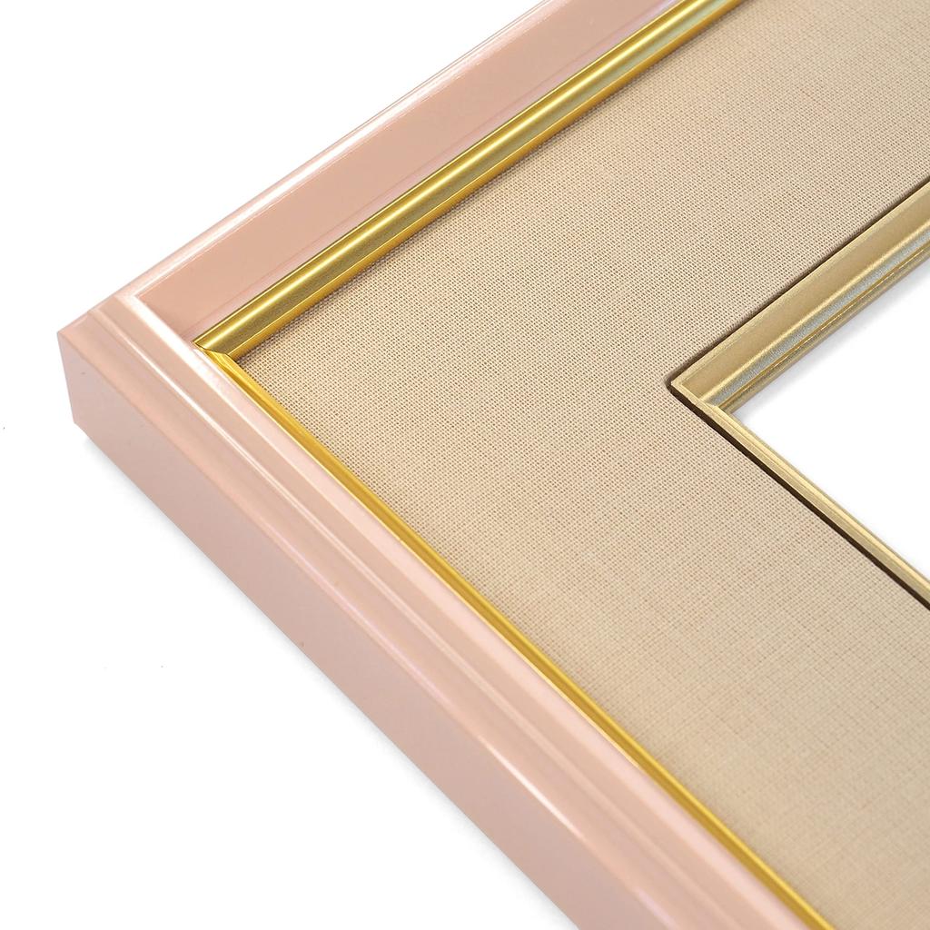 Farbiger Papier-Bilderrahmen G4953 UV-Schutz Acryl-Spezifikation mit Passepartout (rosa/beige)