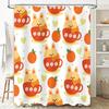 Adorable Rabbit Cup Tea Party Orange Shower Curtain Decorative Home Bathroom Liner Set with Hook (White Orange)